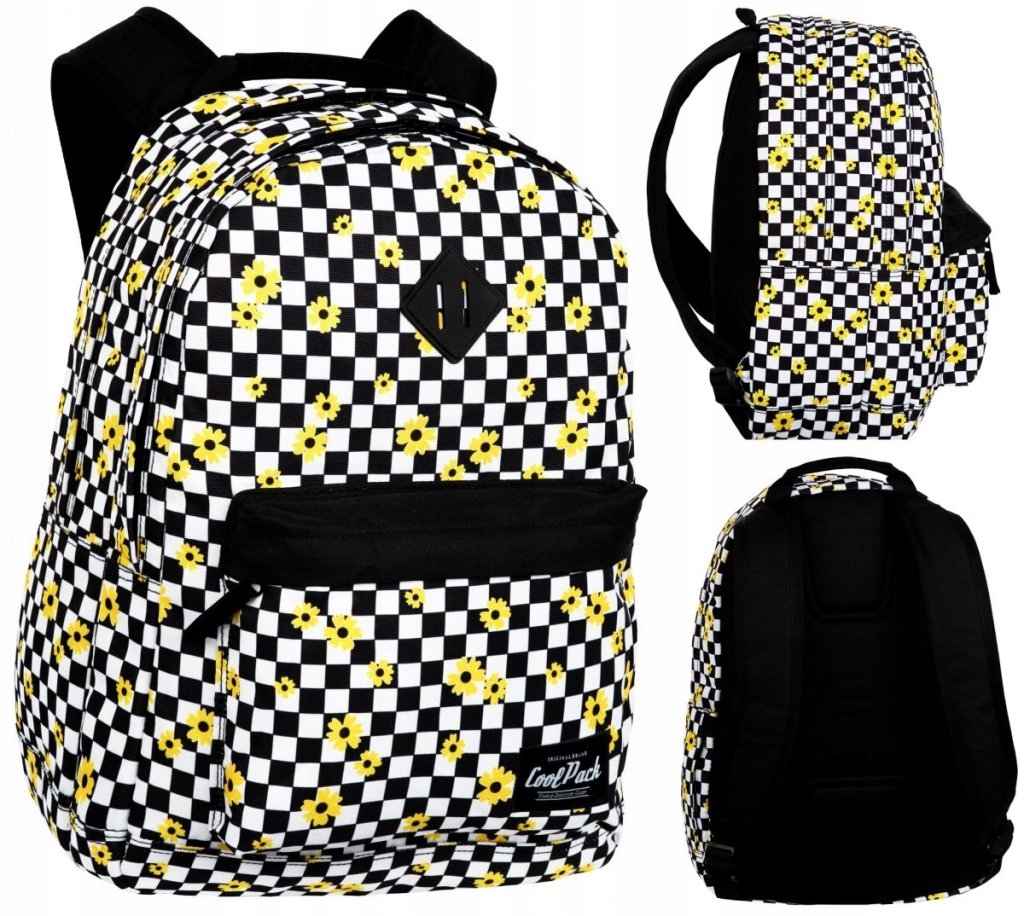 Jednokomorový školský batoh CoolPack v bielo-čiernej, žltých a zlatých odtieňoch, 26 l